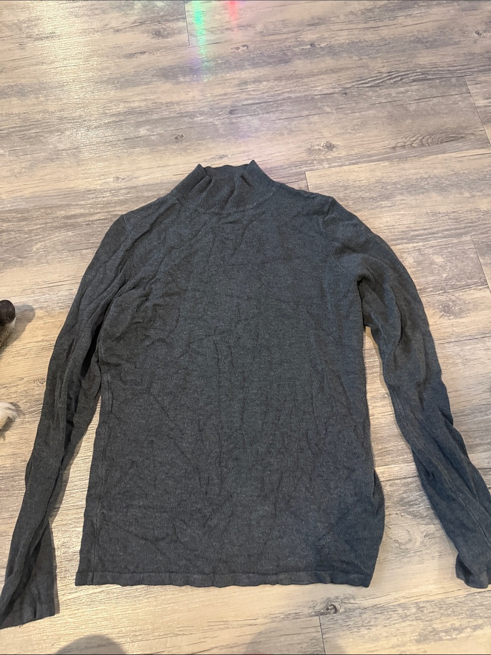 Tahari Dark Gray Long Sleeve Mock Neck Top